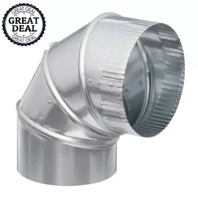 Round Adjustable Elbow 90 Deg 8" HVAC Ducting Venting Galvanized Steel Connector