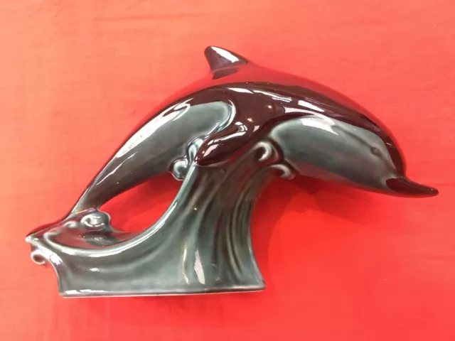 Poole Pottery Blue Black Dolphin Height 12cm Length 17cm