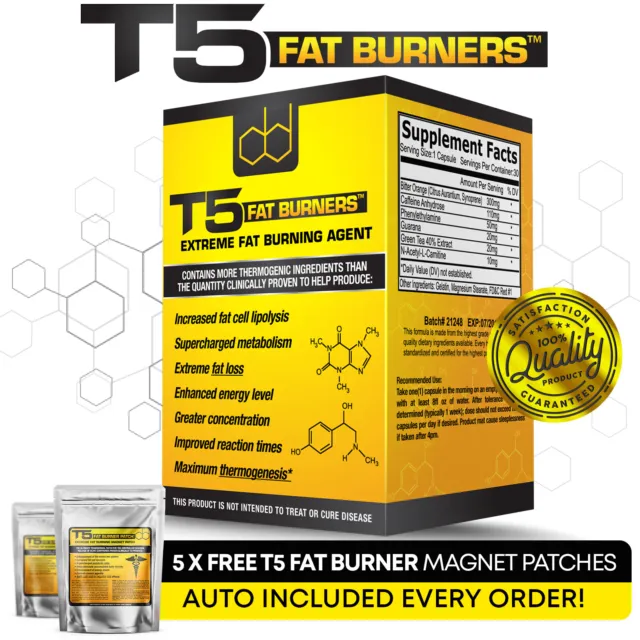 T5 Fat Burners + 5 Free T5 Fat Burner Patches! Strong Legal Diet/Slimming Pills