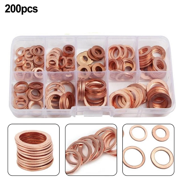 Set anelli di tenuta guarnizione rame di alta qualità 200 pz assortimento per h
