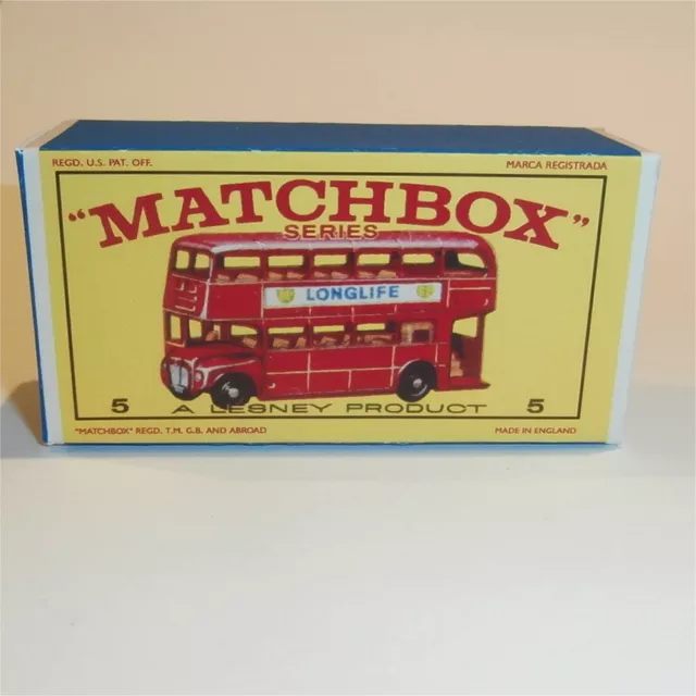 Autobús Matchbox Lesney 5 d1 Routemaster Londres estilo E caja de reproducción