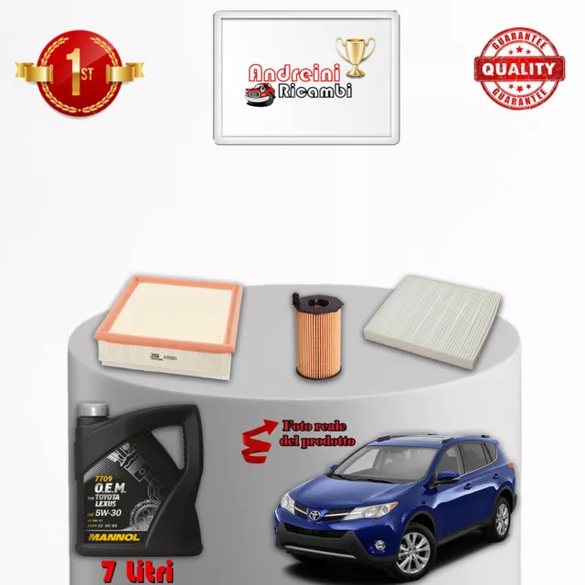 Kit Tagliando 3 Filtri E Olio Per Toyota Rav 4 Iv 2.0 D 105Kw 143Cv Dal 2015