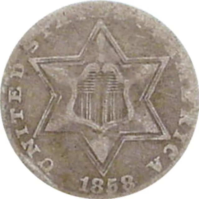 1858 Silver Three Cent Piece--Fine