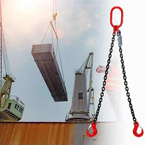 5/16Inch x 5FT Chain Sling Lifts 6600LBS WLL with Double Leg w/Self-Locking