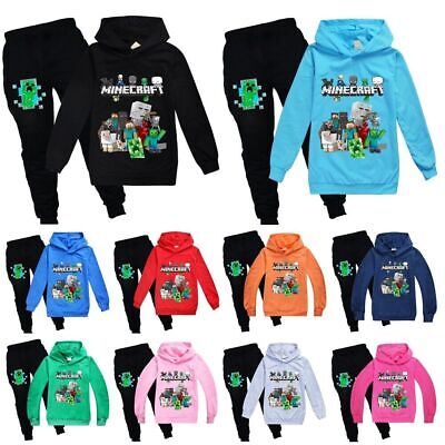 Kids Boys Girls Minecraft Hoodie Jumper Tops+Trousers Suit Casual Tracksuit Sets
