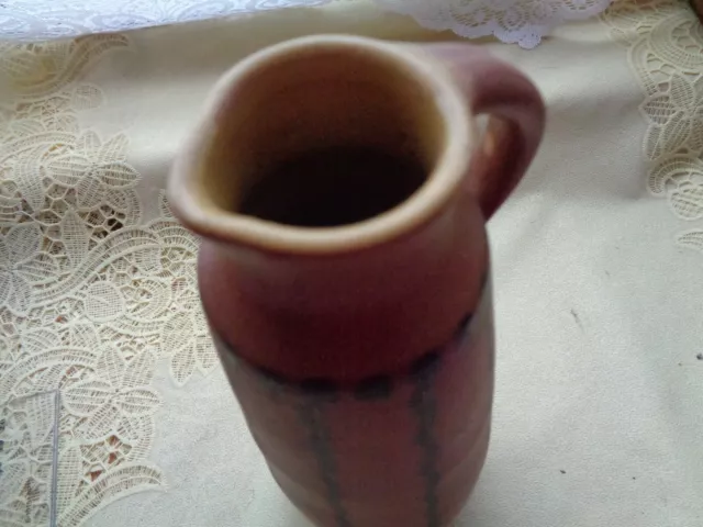 alte braune Keramikvase Tonvase Krug Vase Ø oben 4 cm Höhe 9 cm Handarbeit 2