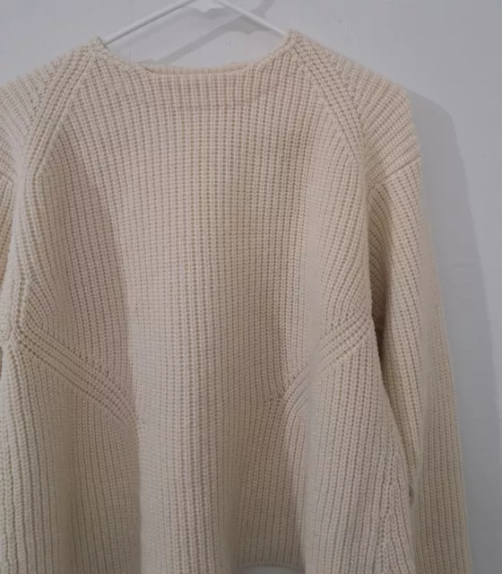 08 Sircus Womens Small Drop Sleeve RIBBED KNIT Sweater WOOL Ivory 3