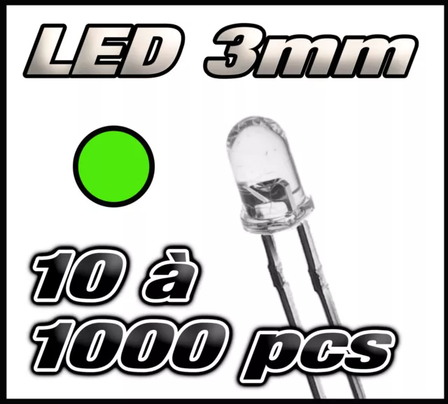 E218# LED vert 3mm de 10 à 1000pcs  green LED