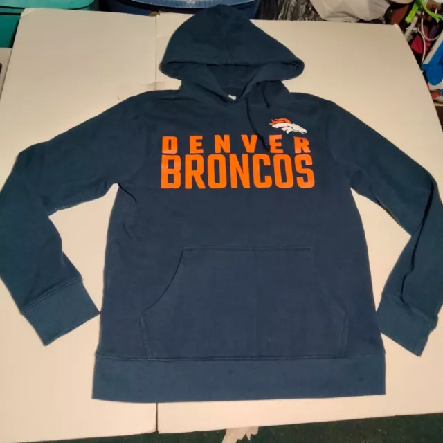 NFL team apparel Denver broncos Blue pullover hoodie small men's