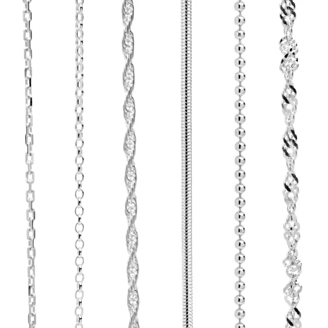 925 Sterling Silver Necklace Chain Rope Link Trace in Various lengths