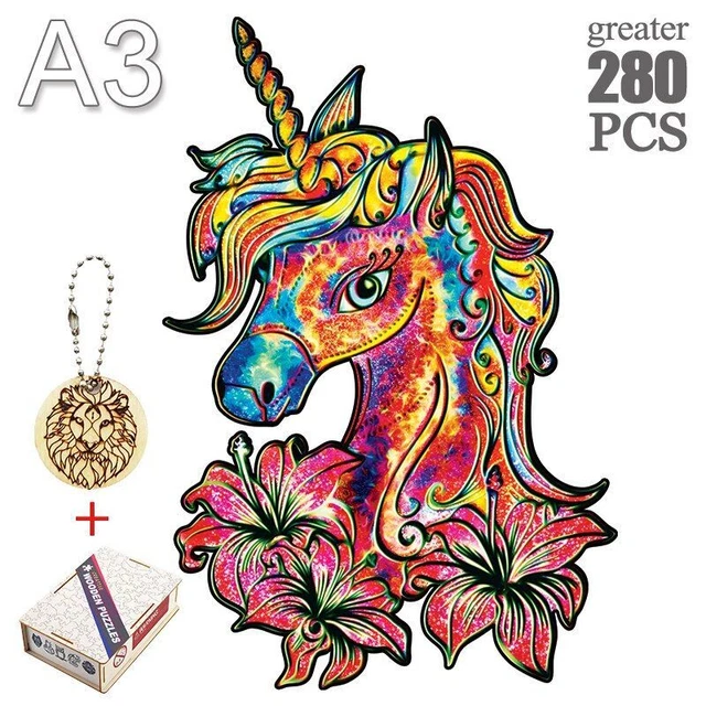 Unicorn Shape Jigsaw Puzzle Adults Kids Birthday Gifts Toys Educational Games 2
