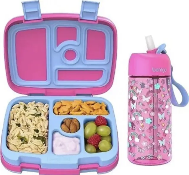 Bentgo® Kids Prints Pack (Rainbows) Leak-Proof Lunch Box & Water Bottle Set