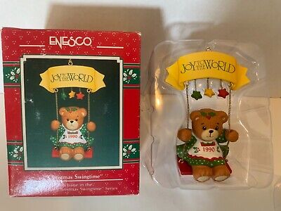 ENESCO ORNAMENT: CHRISTMAS SWINGTIME LUCY & ME Girl BEAR 1990 Lucy Rigg 5th