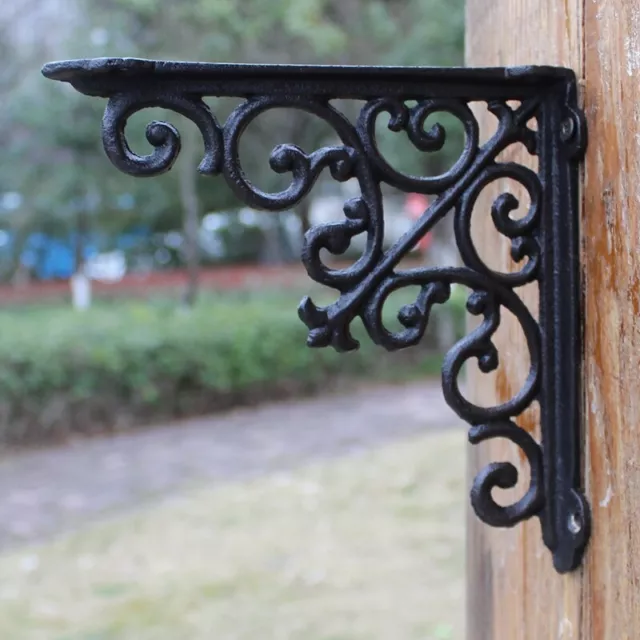 1x Victorian Style Antique Wall Shelf Bracket Cast Iron Heavy Triangle Support