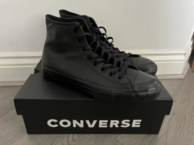 Converse CT AS Mens Mono Black Leather Hi High Top Trainers Size UK 9 New In Box