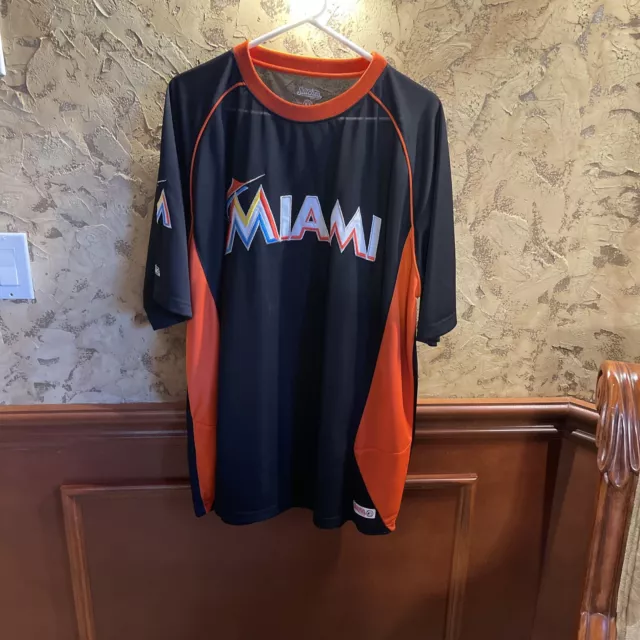 Miami Marlins Mens Sizes XL Stitches Majestic Black/Orange Jersey