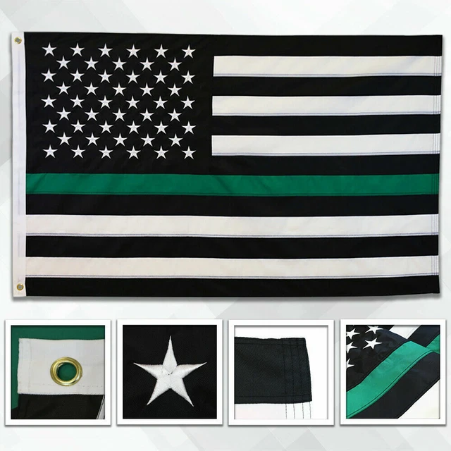 BORDADO FINO VERDE Línea Bandera 0.9x1.5m Casa Bandera 3'x5' Militar