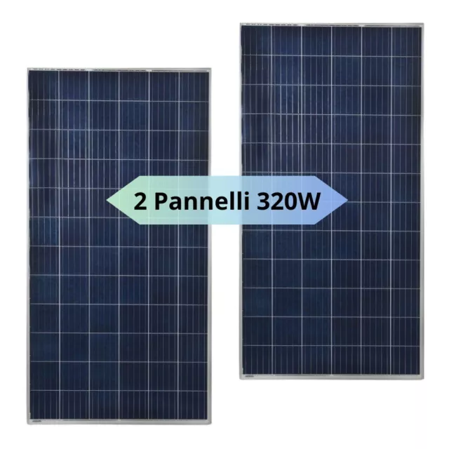 2 X Pannello Fotovoltaico 320W Solare Monocristallino 12V per Impianti