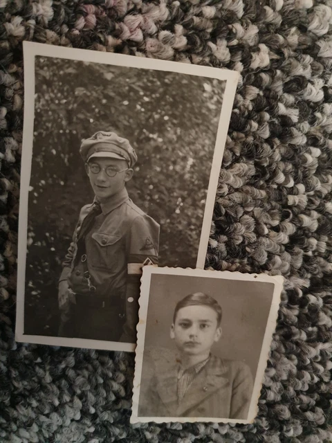 original vintage german ww2 photographs Teenager In Uniform .shirt 1944