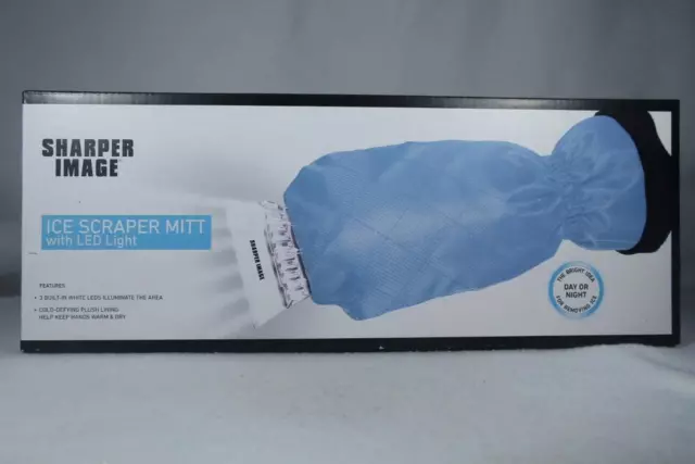 Sharper Image 3 LED Lights ICE Scraper #SH5766BL Light Blue Mitt New In Box