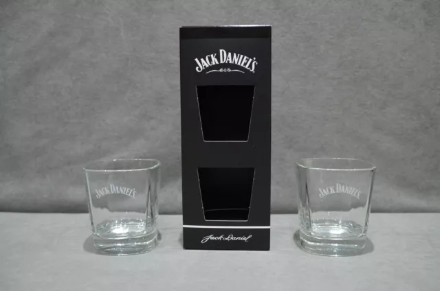 Pair Of (2) Jack Daniel's Rocks Glasses Tumbler Whisky 28cl New 2-pack Gift Box