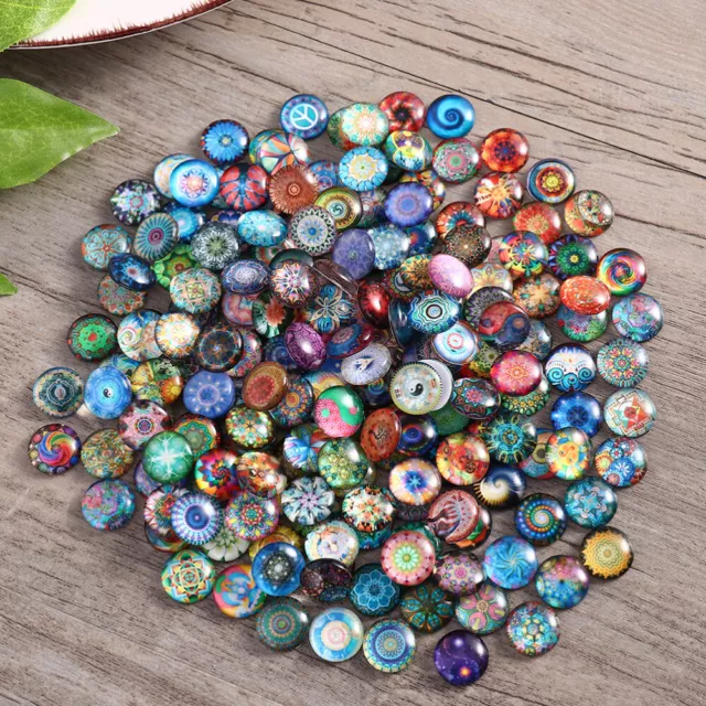 200 Pcs Glas Cabochons Schmuckherstellung Bilde Runde Nudeln