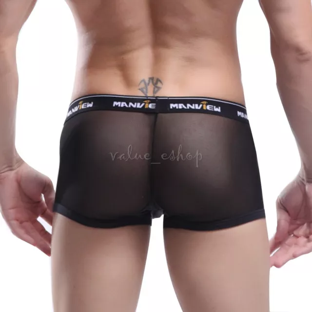 SEXY MESH BOXER Briefs for Men with Open Crotch and Silk Smooth Fabric  £11.84 - PicClick UK