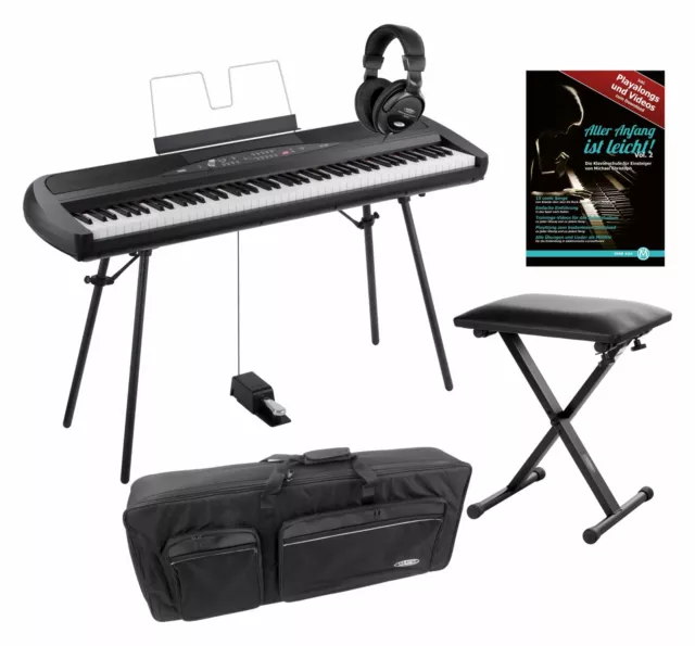 Korg SP-280 BK Set pianoforte portatile 88 tasti pedale panca cuffie borsa nera