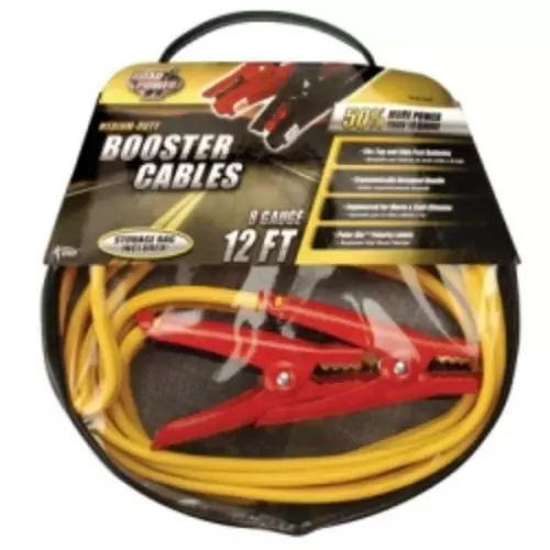 Coleman Cable 08467 Medium Duty Battery Booster Cables, 12 Foot, 8 Gauge, With