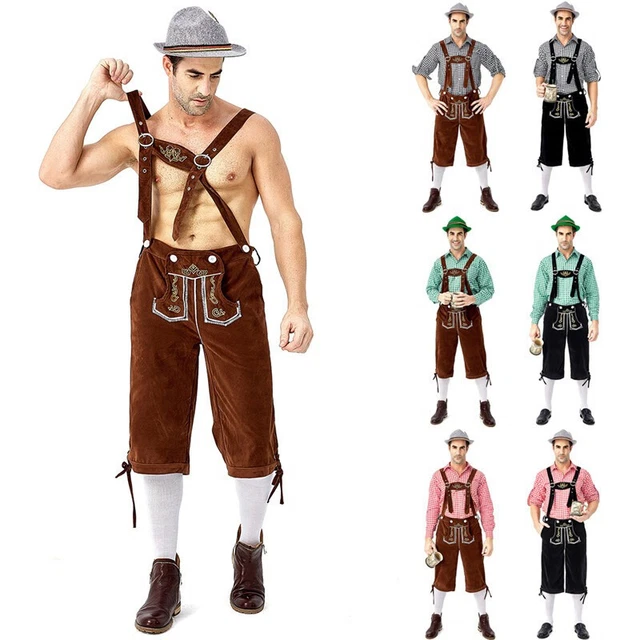 Herren Tracht Hose  Kniebund Trachten Hemd Kariert Bayern Hut Wiesn Oktoberfest