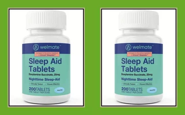Succinato de doxilamina WELMATE ayuda para dormir 25 mg para adultos y niños - 400 tabletas