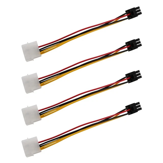 2X(4X 4-PIN MALE to 6-Pin Female Socket Cable for PCIe PCI Express ...