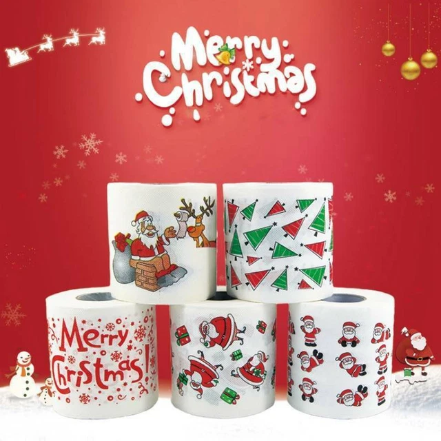 New Year Gifts Natale Claus Reindeer Christmas Toilet Paper Decorations 22m/Roll