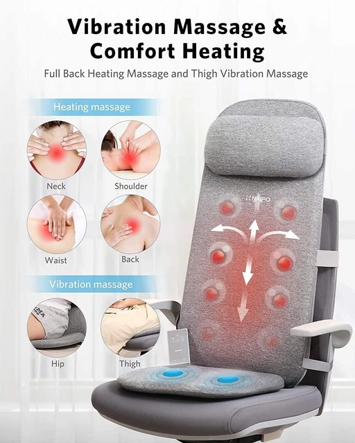 MASSAGE CUSHION WITH Heat and Vibration Chair Pad to Relax Back