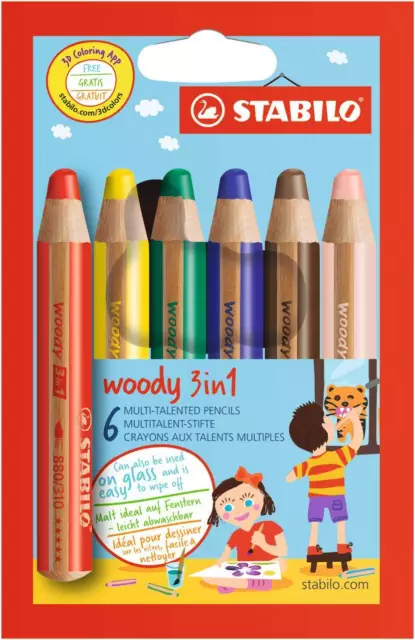 STABILO Buntstifte woody 3 in 1 - 6er Etui Multitalentstifte Stifte