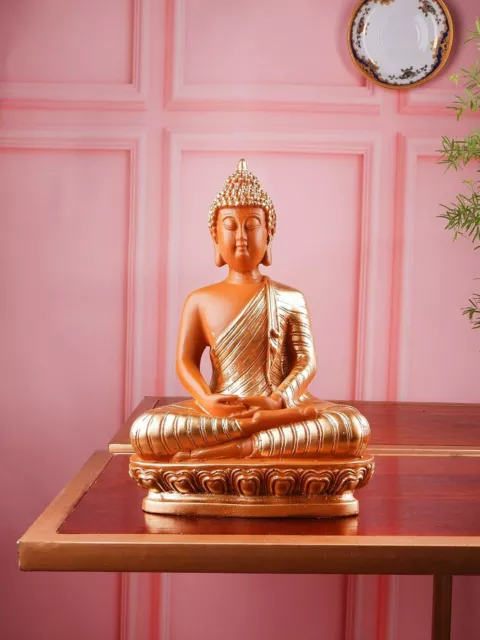 Lord Buddha Sitting In Meditation Decorative Statue For Home Office Decor Golden