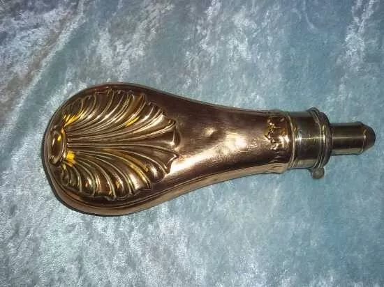 19th Century Brass Bartram & Co Powder Flask