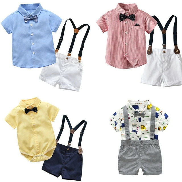 Infant Baby Boys Gentleman Bow Tie Romper+Shorts Overalls Outfits Clothes US US
