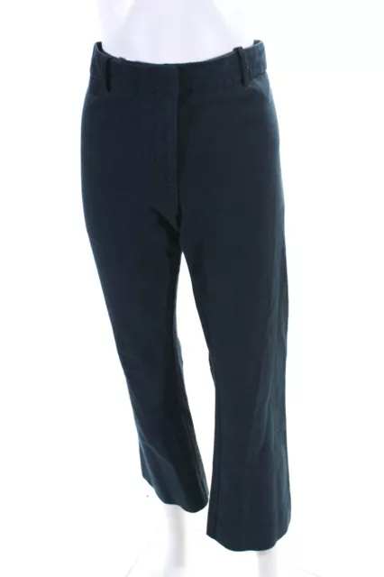 10 Crosby Derek Lam Womens Cotton Hook Close High-Rise Flare Pants Navy Size 8