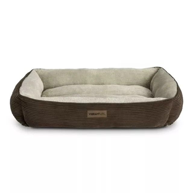 Vibrant Life XL Lounger Dog Bed, Brown Corduroy.