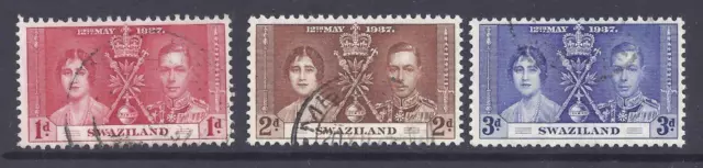 Swaziland, 1937 Kgv1 Coronation, Sg 25-27, Good To Fine Used Set 4.