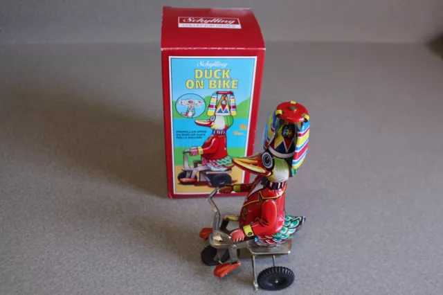 New Vintage Schylling Duck On Bike Tin Toy Collector Series With Box