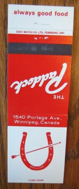 Horse Racing Sports Matchbook Matchcover: Paddock (Winnipeg, Manitoba) -E13