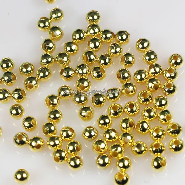 Wholesale! 2mm,2.4mm,3.2mm,4mm,5mm,6mm Metal Round Spacer Beads Silver/Gold Plt 3