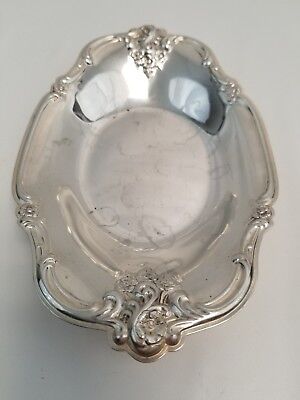 International Silver Plate Oval Tray 448 Nut Candy Dish Roses Shabby Vic Chic 7