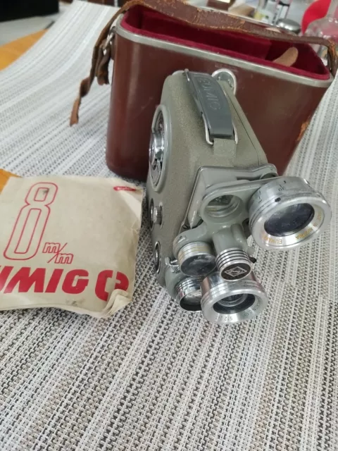 Working Vintage Eumig C3 8mm Movie Camera with Leather Case and manual