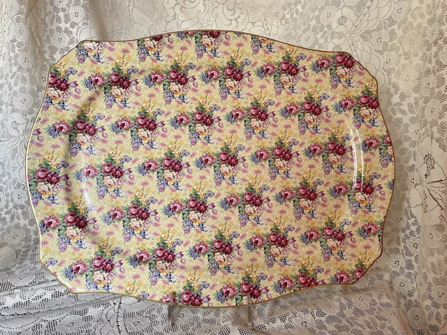 Royal Winton Grimwades Welbeck Large Rectangle 18" Platter Chintz Yellow 1995