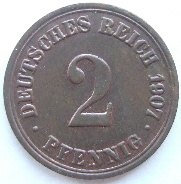 Moneta Reich Tedesco Impero Tedesco 2 Pfennig 1907 A IN Uncirculated