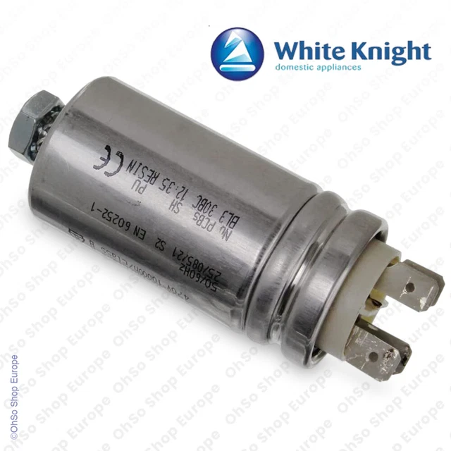 Genuine White Knight 8uF Capacitor Kit For Gas Tumble Dryers - Fits ECO43AS, LPG43A, ECO86A