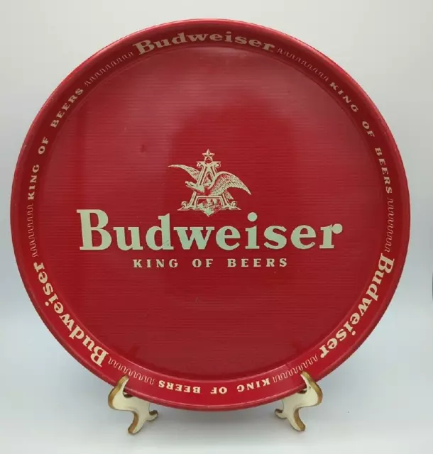 Budweisier Beer King Of Beers Red Serving Metal Tray Vintage 12”